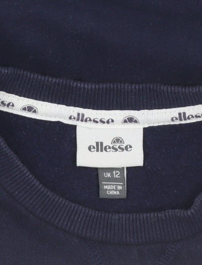 Ellesse Women Navy Blue Crew Neck Pullover Sweatshirt UK 12