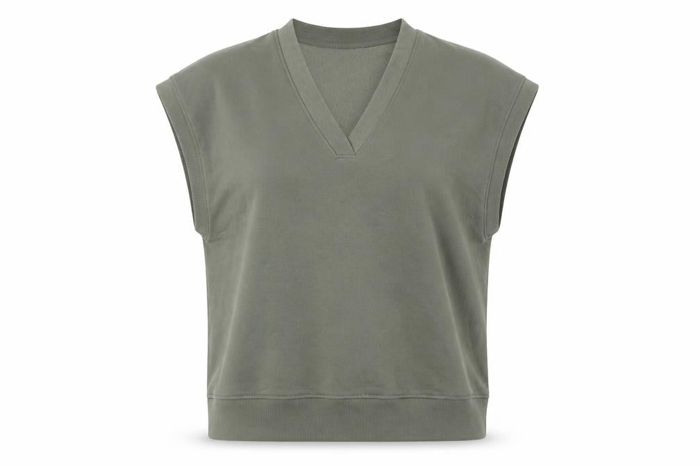 Zara Women Green V-Neck Sleeveless Basic Jersey Top Size 12