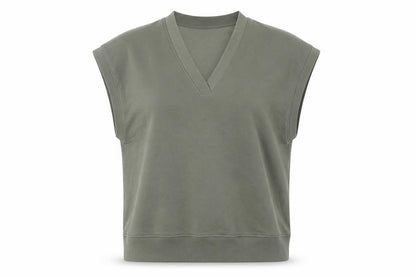 Zara Women Green V-Neck Sleeveless Basic Jersey Top Size 12