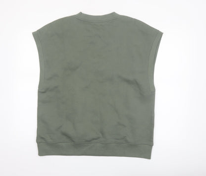 Zara Women Green V-Neck Sleeveless Basic Jersey Top Size 12