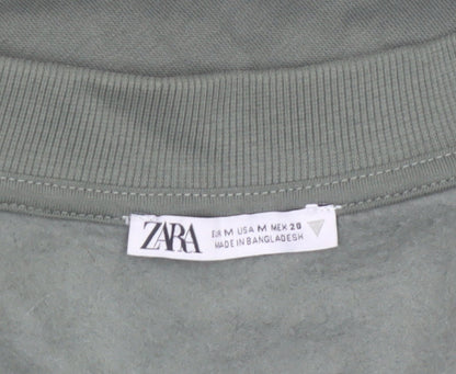 Zara Women Green V-Neck Sleeveless Basic Jersey Top Size 12