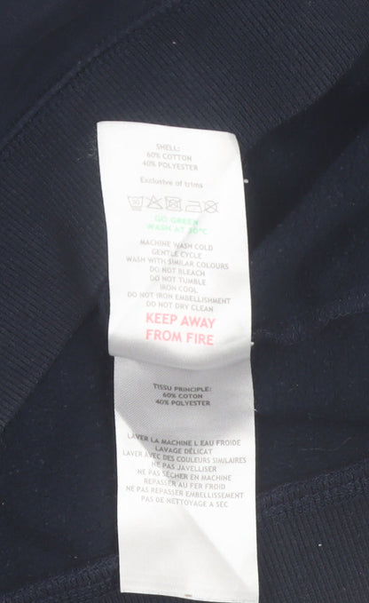 TOG24 Women Navy Blue Happy Pullover Sweatshirt Size 10 Cotton Blend