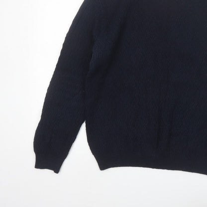 Mango Men Blue Knit Crew Neck Long Sleeve Pullover Jumper L
