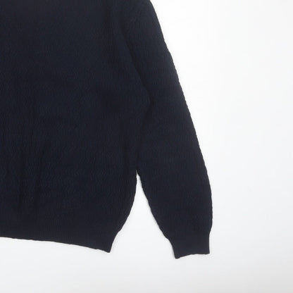 Mango Men Blue Knit Crew Neck Long Sleeve Pullover Jumper L
