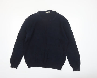 Mango Men Blue Knit Crew Neck Long Sleeve Pullover Jumper L