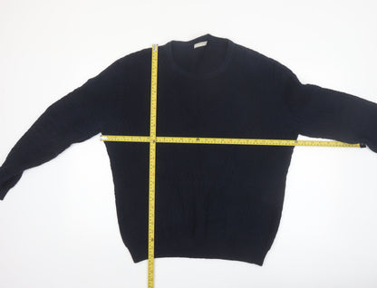 Mango Men Blue Knit Crew Neck Long Sleeve Pullover Jumper L
