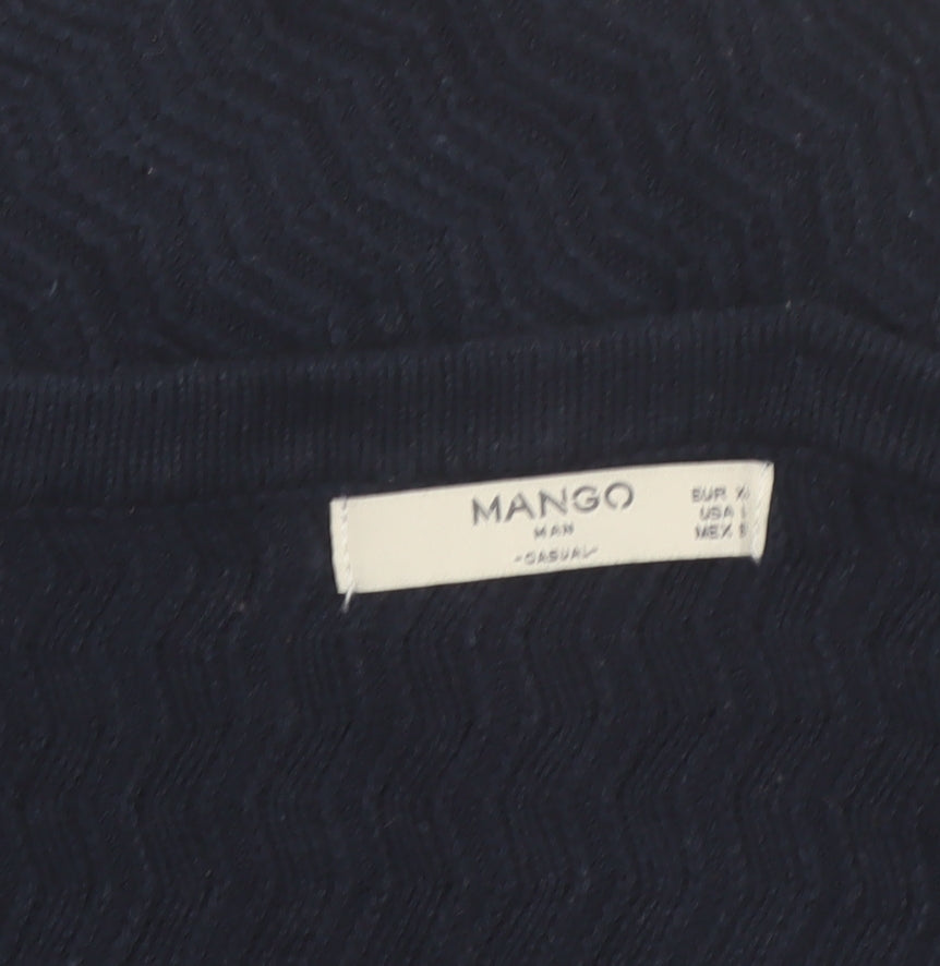 Mango Men Blue Knit Crew Neck Long Sleeve Pullover Jumper L