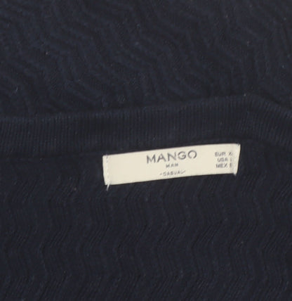 Mango Men Blue Knit Crew Neck Long Sleeve Pullover Jumper L