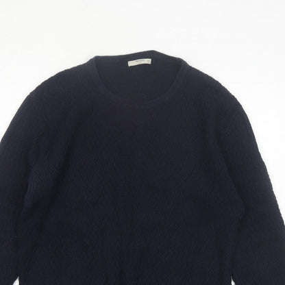 Mango Men Blue Knit Crew Neck Long Sleeve Pullover Jumper L