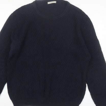 Mango Men Blue Knit Crew Neck Long Sleeve Pullover Jumper L