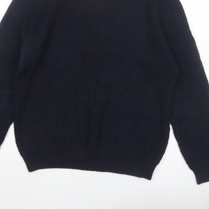 Mango Men Blue Knit Crew Neck Long Sleeve Pullover Jumper L
