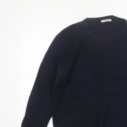 Mango Men Blue Knit Crew Neck Long Sleeve Pullover Jumper L