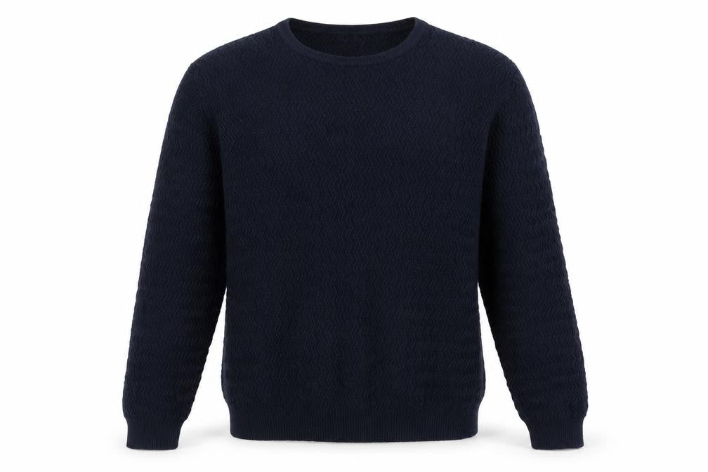 Mango Men Blue Knit Crew Neck Long Sleeve Pullover Jumper L