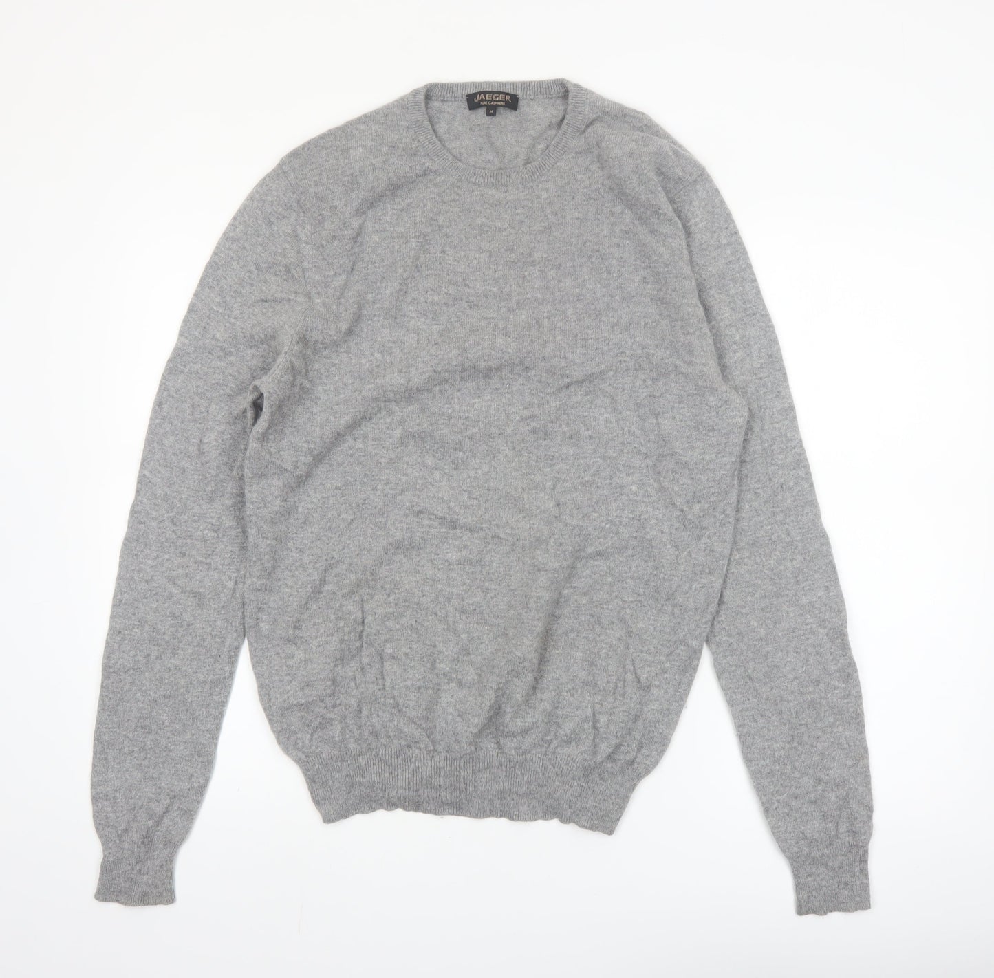 Jaeger Men's Grey Pure Cashmere Crew Neck Jumper M