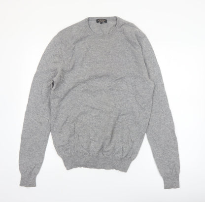Jaeger Men's Grey Pure Cashmere Crew Neck Jumper M