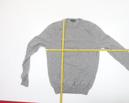 Jaeger Men's Grey Pure Cashmere Crew Neck Jumper M