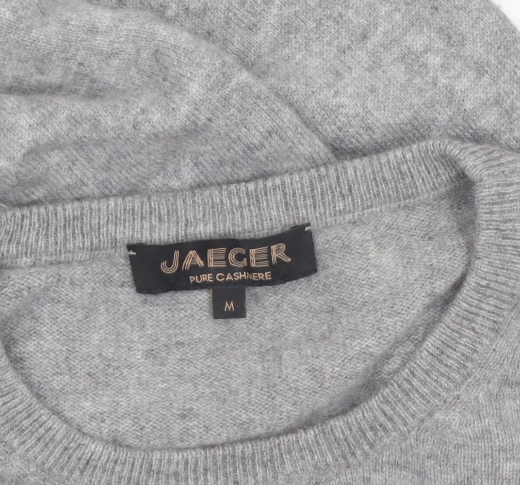Jaeger Men's Grey Pure Cashmere Crew Neck Jumper M