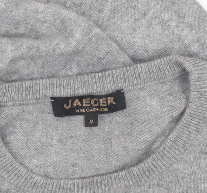 Jaeger Men's Grey Pure Cashmere Crew Neck Jumper M