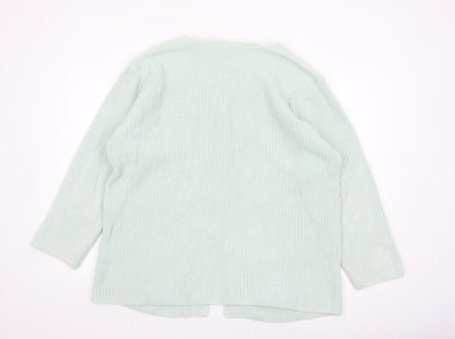 Marks and Spencer Women’s Pale Green Cotton V-Neck Long Sleeve Cardigan Size 16