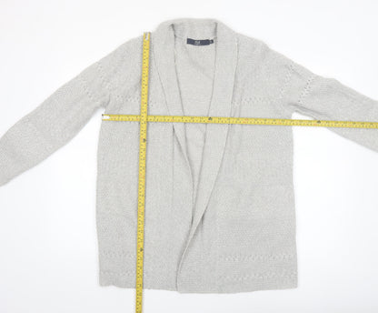 Isle Essentials Womens Grey Open Knit Long Sleeve Cardigan M 14-16
