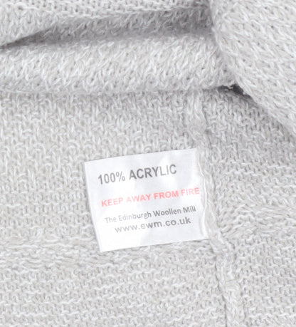 Isle Essentials Womens Grey Open Knit Long Sleeve Cardigan M 14-16