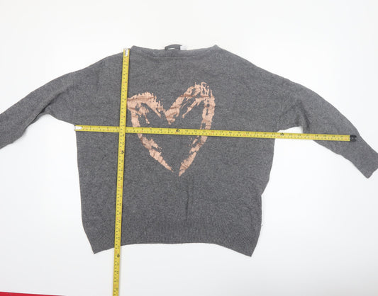 Mint Velvet Women's Grey Heart Pullover Jumper Size M