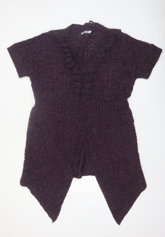 South Lodge Women's Purple Knit Ruffle Open Cardigan Size M