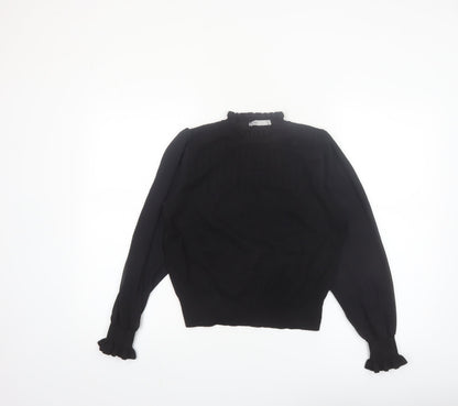 Oasis Womens Black High Neck Cable Knit Jumper Medium