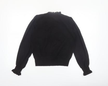Oasis Womens Black High Neck Cable Knit Jumper Medium