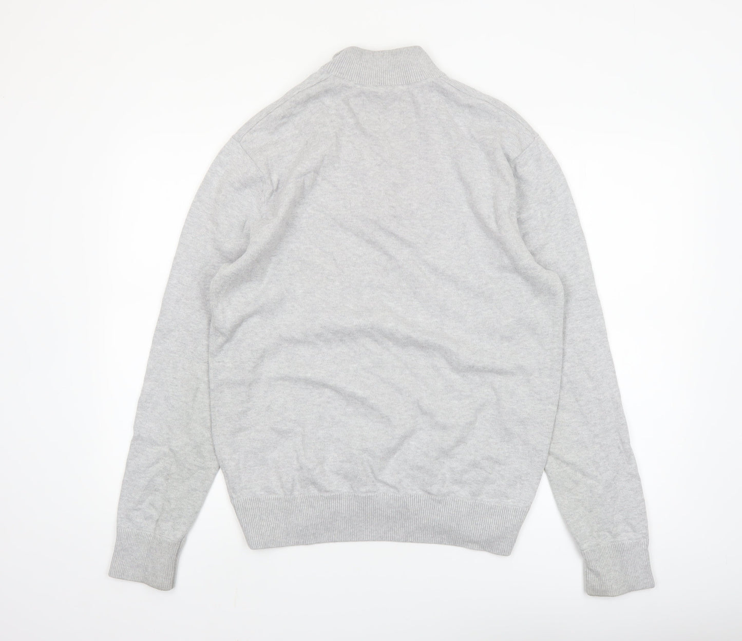 Jack Wills Men Grey Cotton 1/4 Zip High Neck Jumper Size M