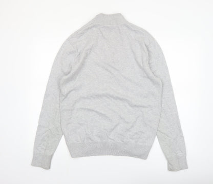 Jack Wills Men Grey Cotton 1/4 Zip High Neck Jumper Size M
