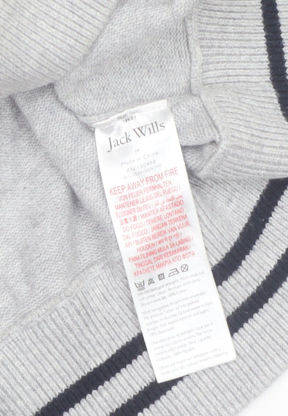 Jack Wills Men Grey Cotton 1/4 Zip High Neck Jumper Size M