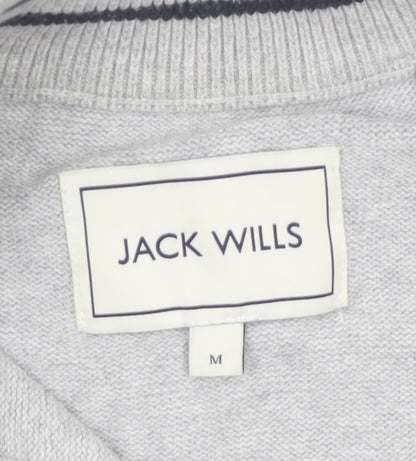 Jack Wills Men Grey Cotton 1/4 Zip High Neck Jumper Size M