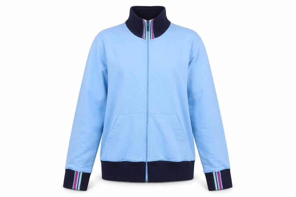 Kappa Womens Blue 2XL Basic Zip Up Jacket with Stripe Cuffs