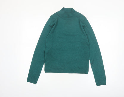 MNG Women’s Green Mock Neck Slim Fit Knit Jumper Size S