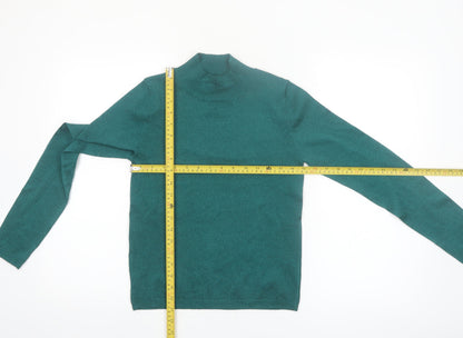 MNG Women’s Green Mock Neck Slim Fit Knit Jumper Size S