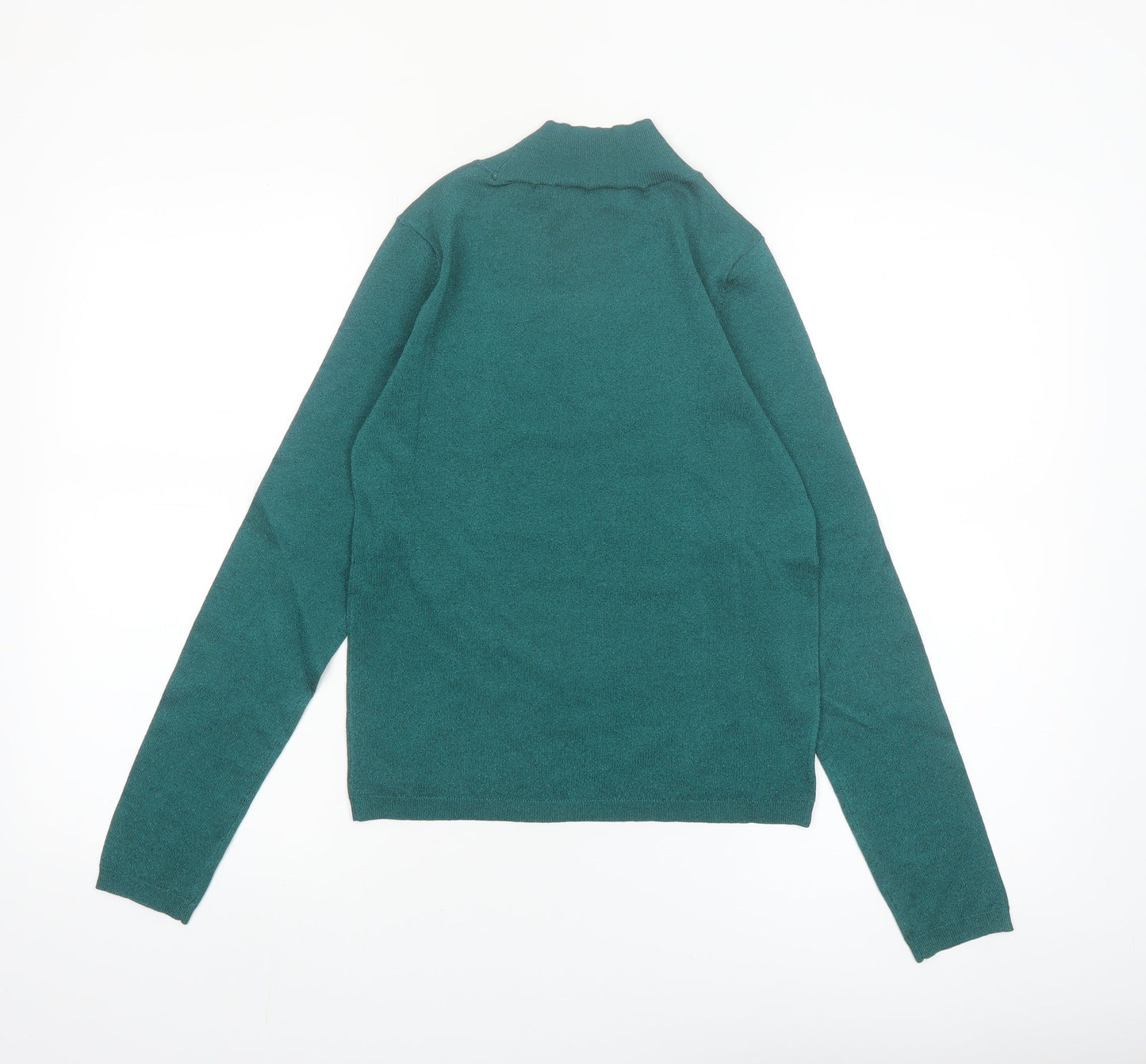 MNG Women’s Green Mock Neck Slim Fit Knit Jumper Size S