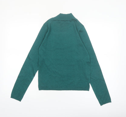 MNG Women’s Green Mock Neck Slim Fit Knit Jumper Size S