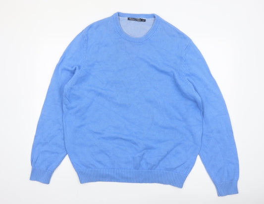 Woolovers Men's Blue Cotton Crew Neck Pullover Jumper XL