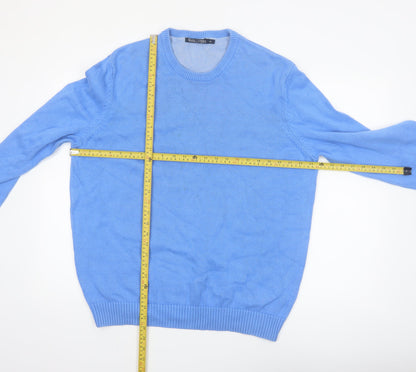 Woolovers Men's Blue Cotton Crew Neck Pullover Jumper XL