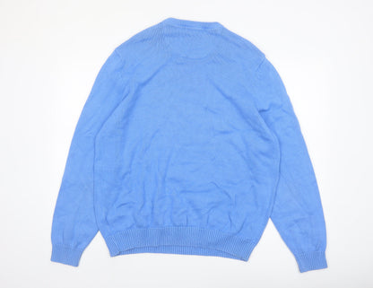 Woolovers Men's Blue Cotton Crew Neck Pullover Jumper XL
