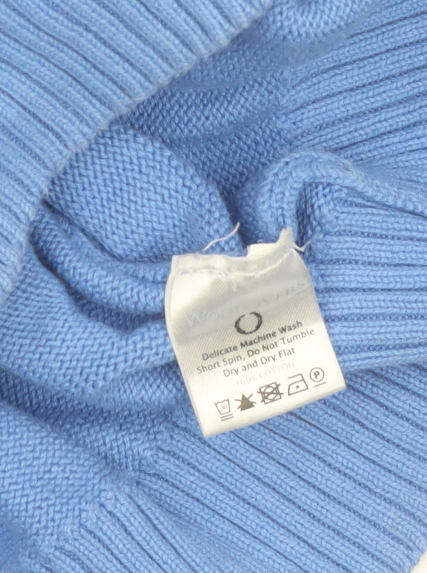 Woolovers Men's Blue Cotton Crew Neck Pullover Jumper XL