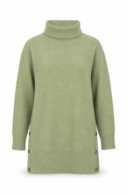 Monsoon Women’s Green Roll Neck Tunic Jumper Size S Long Sleeve