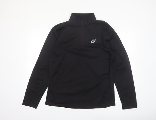 Asics Men's Black Long Sleeve 1/4 Zip Running Top Size L