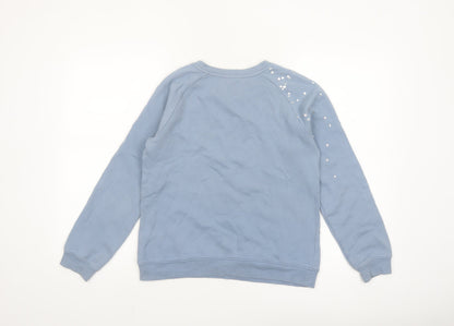 Hush Women's Blue Sequin Pullover Sweatshirt XS Organic Cotton