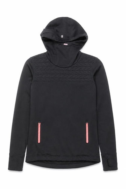 Sweaty Betty Womens Black XS Quilted Hooded Pullover Top