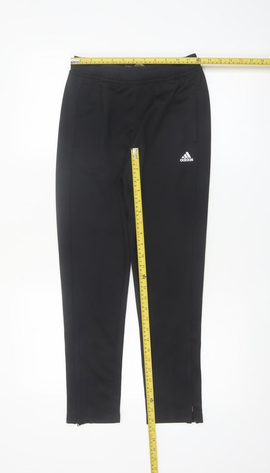 Adidas Boys Black Jogger Trousers 11-12 Years Polyester Activewear