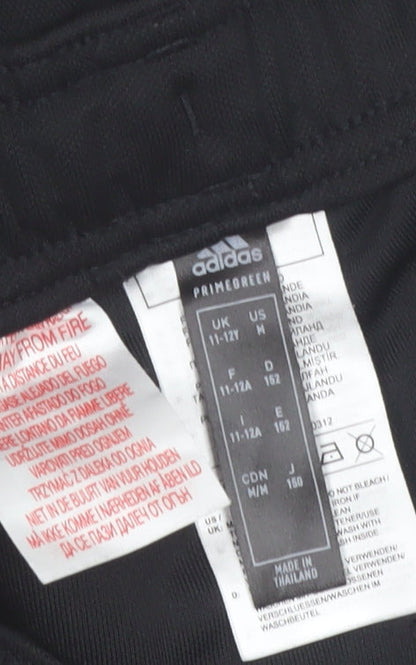 Adidas Boys Black Jogger Trousers 11-12 Years Polyester Activewear