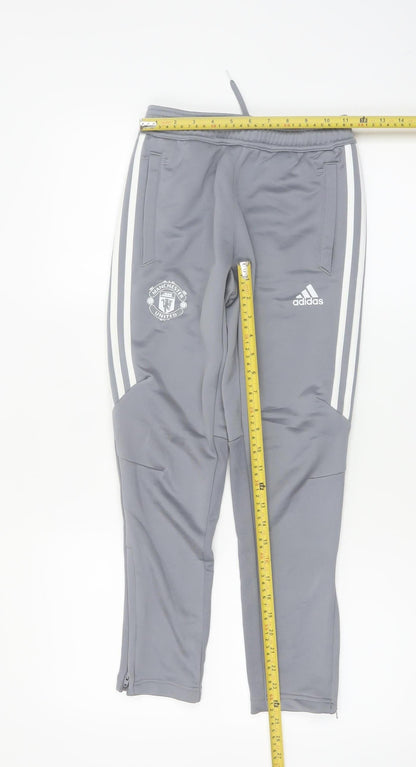 Adidas Boys Grey Manchester United Jogger Sweatpants 9-10 Years Climalite