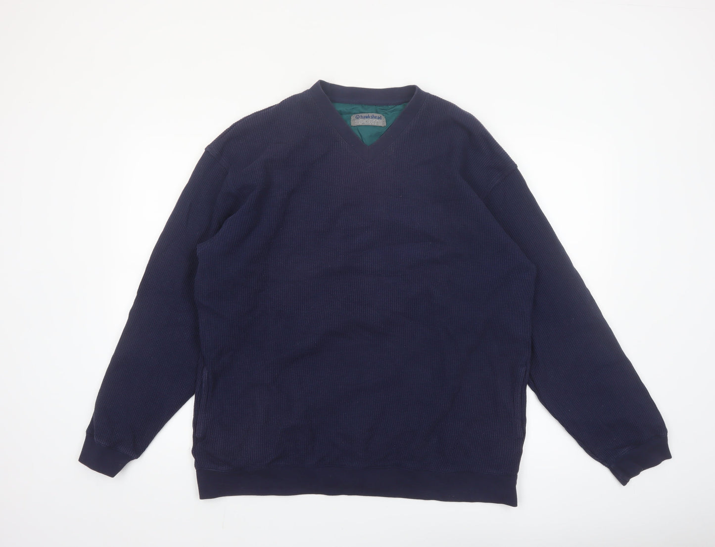 Hawkshead Sports Mens Blue L V-Neck Lined Pullover Sweatshirt